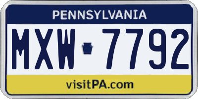 PA license plate MXW7792