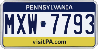 PA license plate MXW7793