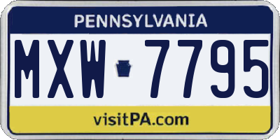 PA license plate MXW7795