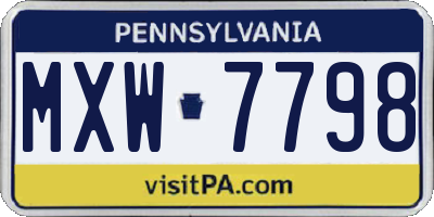 PA license plate MXW7798
