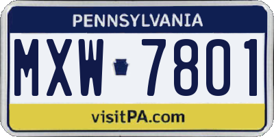 PA license plate MXW7801