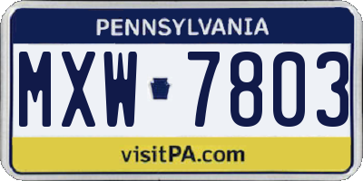 PA license plate MXW7803