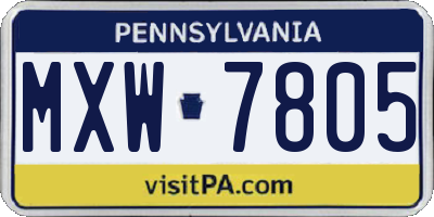 PA license plate MXW7805