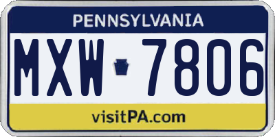 PA license plate MXW7806