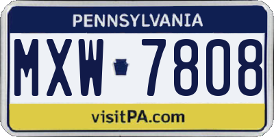 PA license plate MXW7808