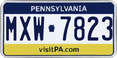 PA license plate MXW7823
