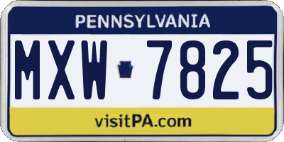 PA license plate MXW7825