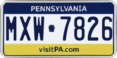 PA license plate MXW7826