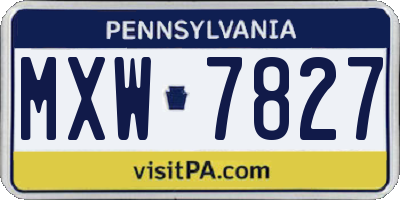 PA license plate MXW7827