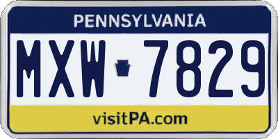 PA license plate MXW7829