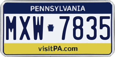PA license plate MXW7835