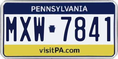 PA license plate MXW7841