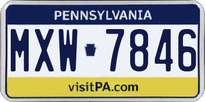 PA license plate MXW7846