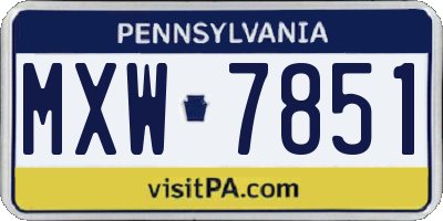 PA license plate MXW7851