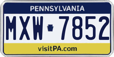 PA license plate MXW7852