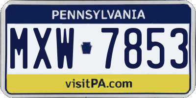 PA license plate MXW7853