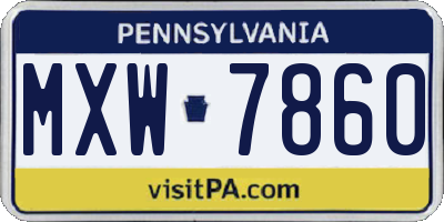 PA license plate MXW7860