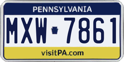 PA license plate MXW7861