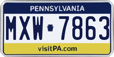 PA license plate MXW7863