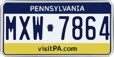 PA license plate MXW7864