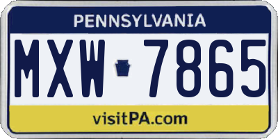 PA license plate MXW7865