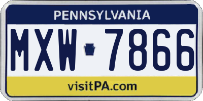 PA license plate MXW7866