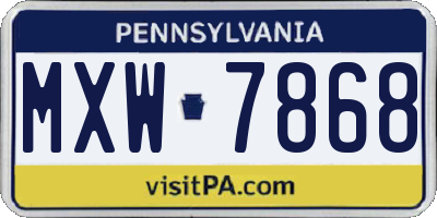 PA license plate MXW7868