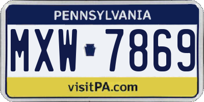 PA license plate MXW7869
