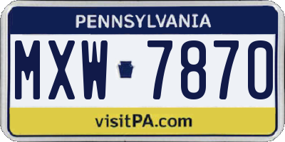 PA license plate MXW7870