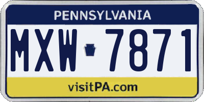 PA license plate MXW7871