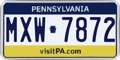 PA license plate MXW7872