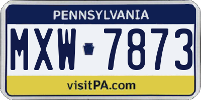 PA license plate MXW7873