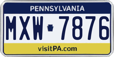 PA license plate MXW7876