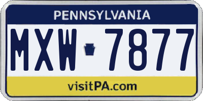 PA license plate MXW7877