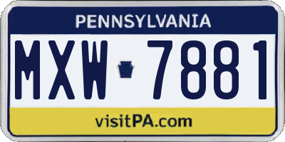 PA license plate MXW7881