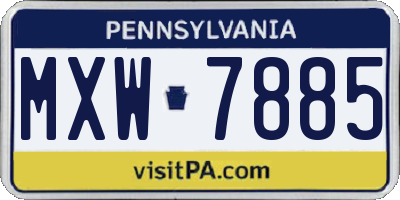 PA license plate MXW7885