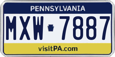 PA license plate MXW7887