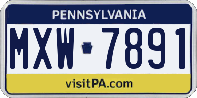PA license plate MXW7891