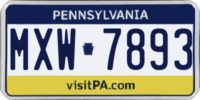 PA license plate MXW7893
