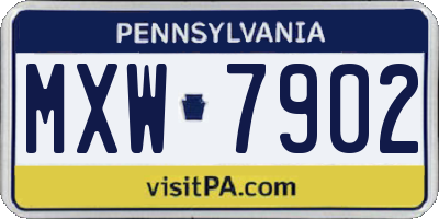 PA license plate MXW7902