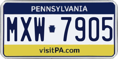 PA license plate MXW7905