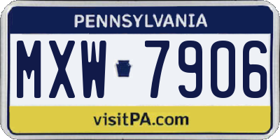 PA license plate MXW7906