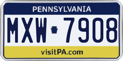 PA license plate MXW7908