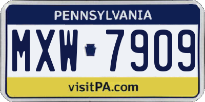 PA license plate MXW7909