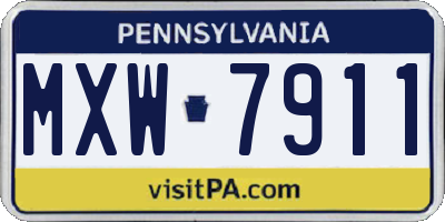 PA license plate MXW7911