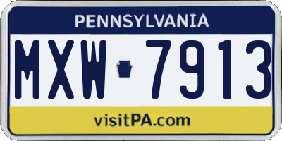 PA license plate MXW7913