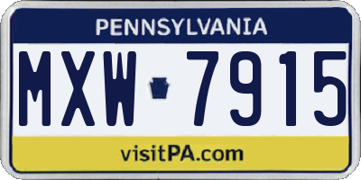 PA license plate MXW7915