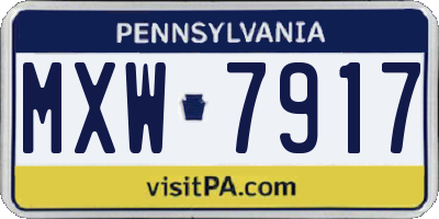 PA license plate MXW7917
