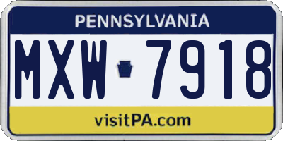 PA license plate MXW7918