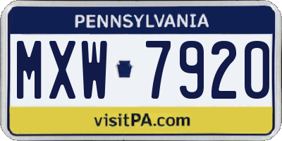 PA license plate MXW7920